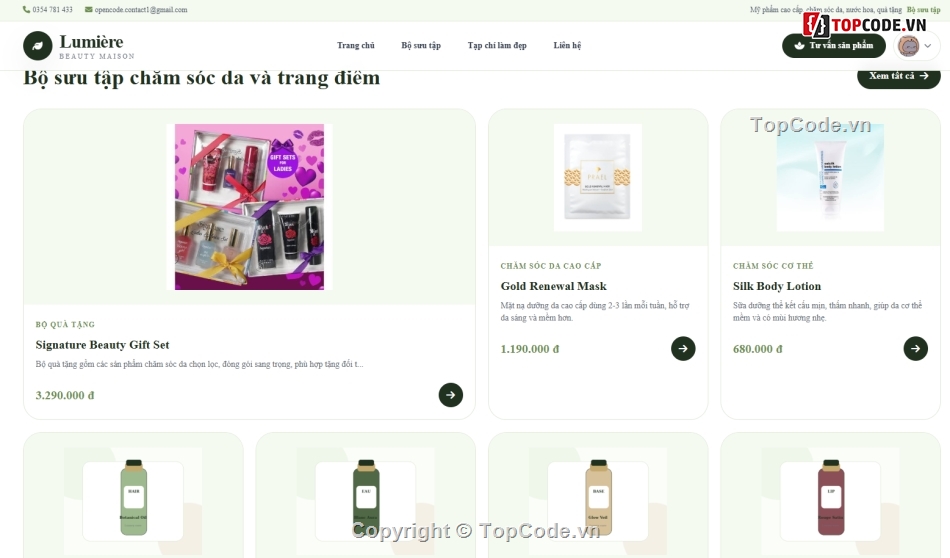 Website giới thiệu,mỹ phẩm,giới thiệu
